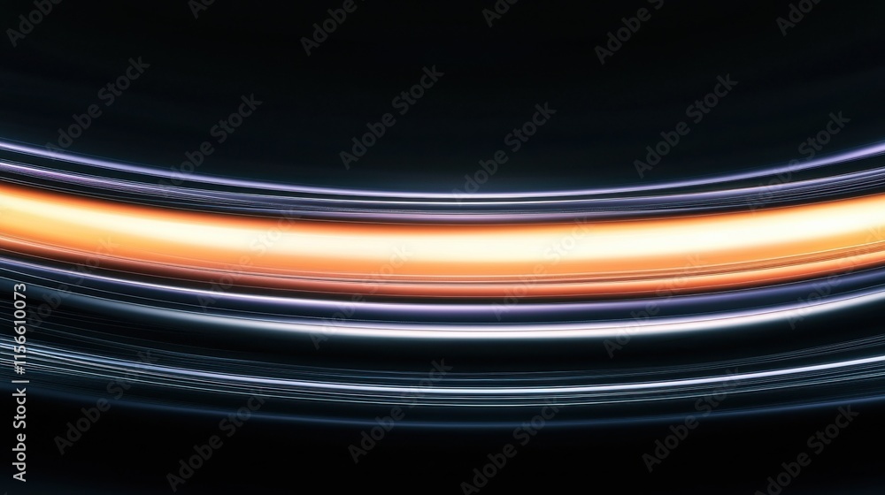 Poster dynamic geometric chrome curves with metallic black and orange elements abstract art modern design e