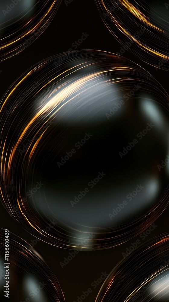 Poster illuminated deep black matte spheres in a studio setting abstract art soft glow close-up view for vi