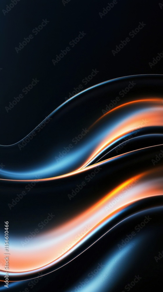 Aufkleber dynamic flow of bronze and black ribbons with glowing accents abstract art modern design dark backgr