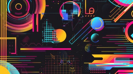Abstract Geometric Design with Neon Colors