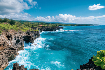 Fototapeta premium waves breaking on the coast, Waves in the Ocean, the big wave in the sea