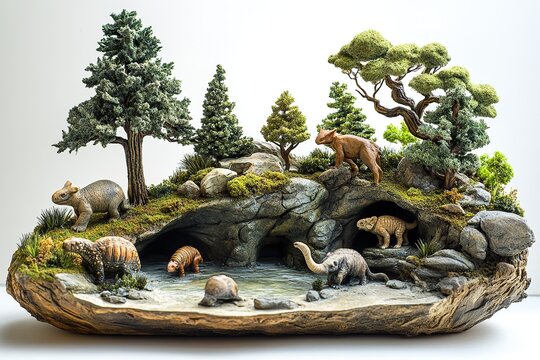 Prehistoric Animals Diorama Miniature Landscape Scene