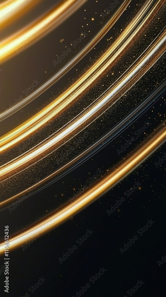 Poster dynamic abstract metallic ribbons flowing against deep shadow background digital art contemporary de
