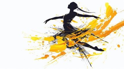A silhouette of a dancer surrounded by vibrant splashes of color, symbolizing movement and creativity.
