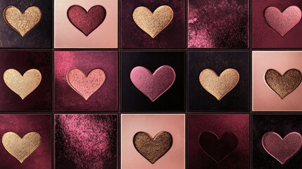 Vibrant Heart Textures in Pink and Gold: A Trendy Exploration of Modern Geometric Patterns