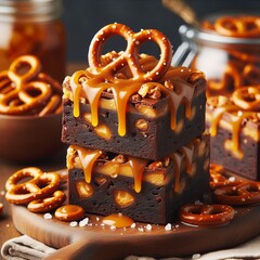 Salted Caramel Pretzel Brownies Fudgy chocolate brownies topped