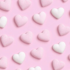 Fototapeta premium Pink and white heart pattern background