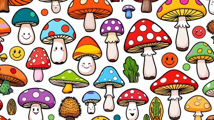 Each type of cartoon mushroom