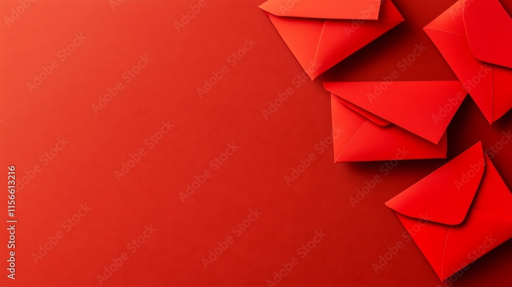 Poster stylish abstract arrangement of red envelopes with a modern festive design and a text placeholder cr