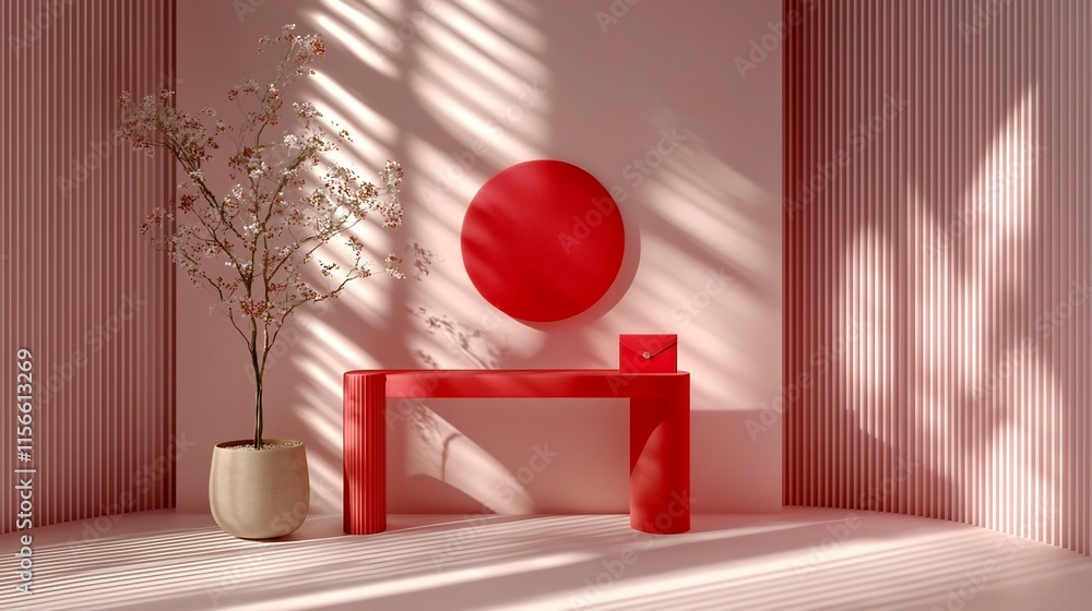 Aufkleber elegant 3d of a single red envelope floating on a gradient background with ample copyspace for holid
