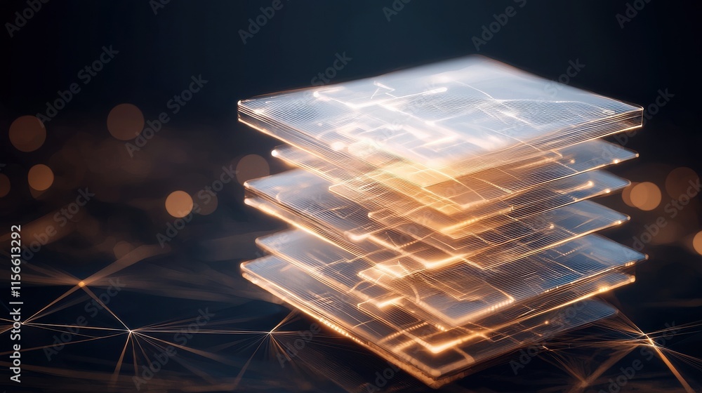 Poster digital security layers concept art virtual environment abstract design futuristic viewpoint technol