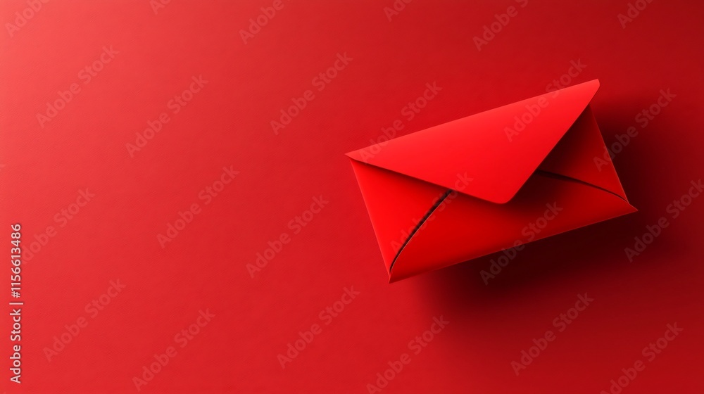 Poster luxurious 3d of a single red envelope resting on an elegant gradient backdrop providing ample space 