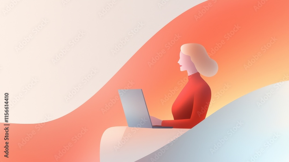 Poster cybersecurity analyst at work digital workspace abstract art modern environment side view creative c