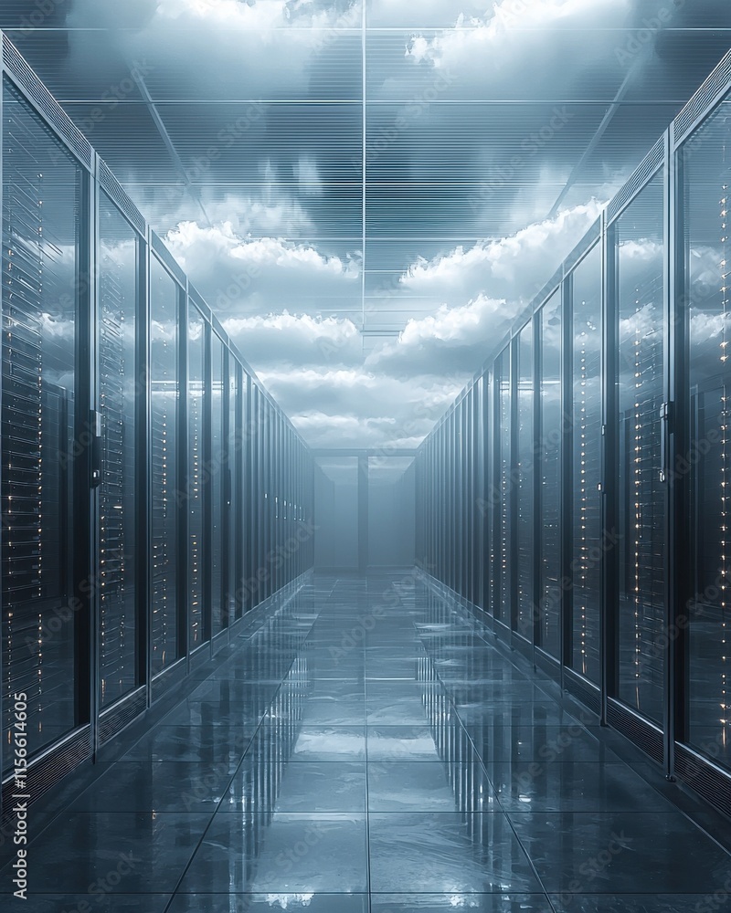 Poster cloud security event data center digital environment sleek design modern viewpoint innovative techno