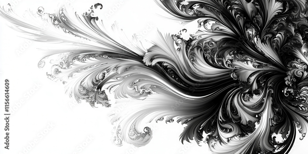 Poster a black and white image of a flower with a white background. the image is abstract and has a sense o