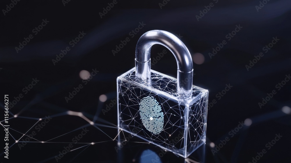 Poster digital fingerprint lock technology lab abstract image secure environment close-up view cybersecurit
