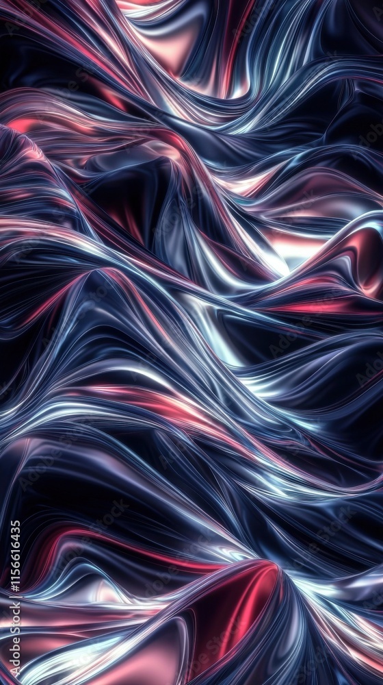 Poster illuminated deep blue wavelike shapes abstract art digital creation colorful environment close-up vi