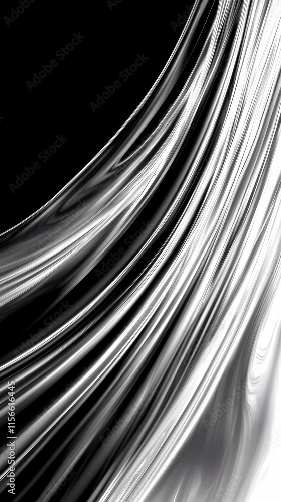 Poster fluid chrome waves with sharp reflections in a futuristic style abstract design environment high-con