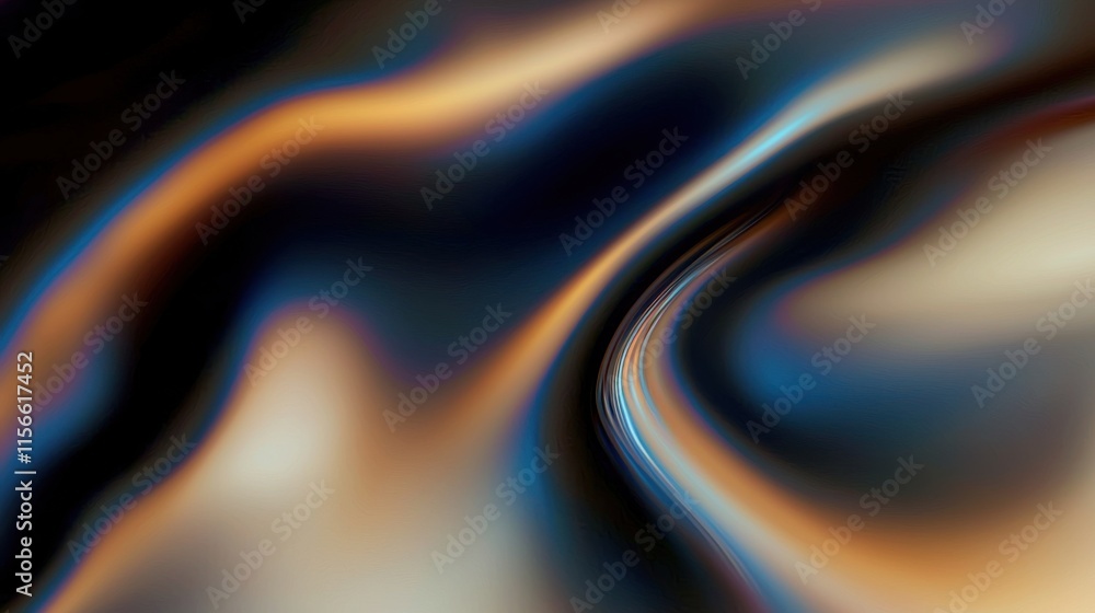 Poster elegant fluid waves in dark and silver gradients abstract art digital design soft textures close-up 