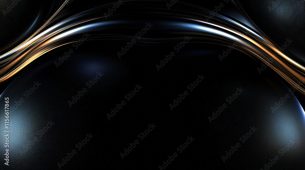 Poster dynamic interaction of dark spheres in matte black and iridescent r abstract art digital environment