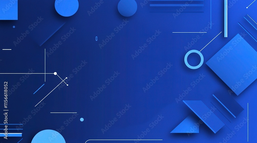 Poster abstract blue gradient background with geometric shapes and lines