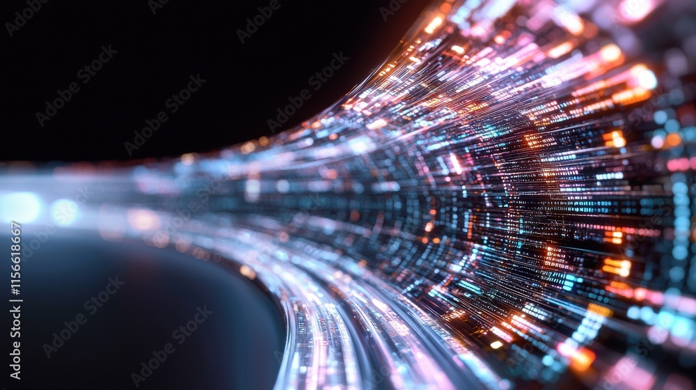 Poster dynamic visualization of encrypted data streams digital space abstract art technological environment