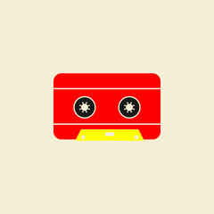colorful retro cassette tape graphic illustration for icon