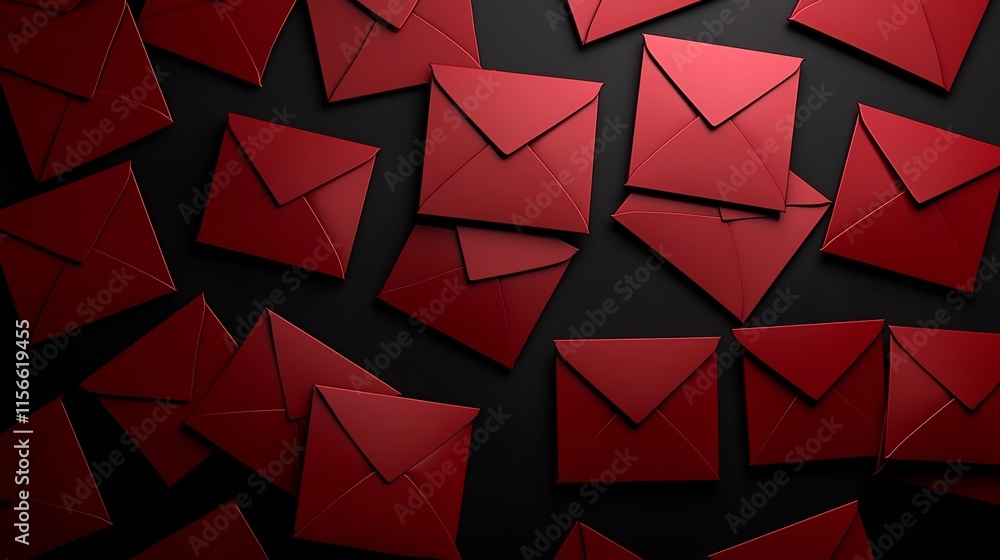 Poster clustered red envelopes arranged in elegant composition on clean backdrop 3d suitable for or holiday