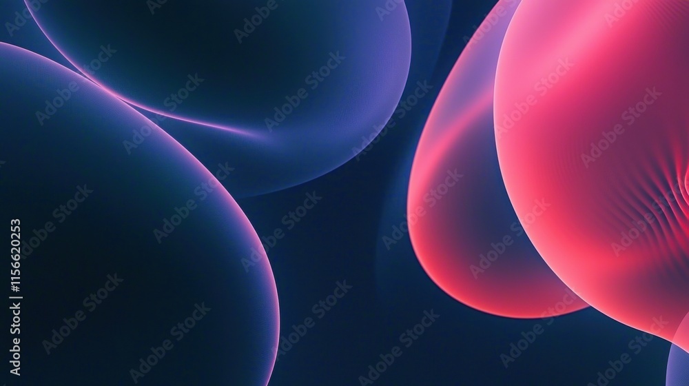 Poster futuristic illuminated spheres abstract art background soft shadows digital environment colorful des