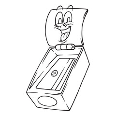 coloring cartoon happy sharpener mascot