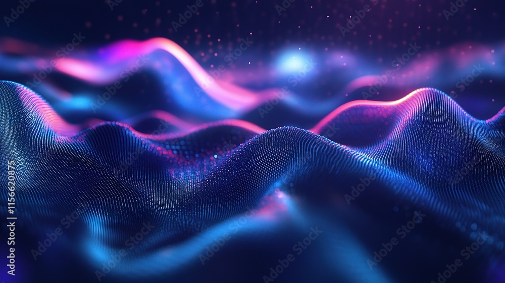 Poster dynamic abstract background with blue curves and soft light effects