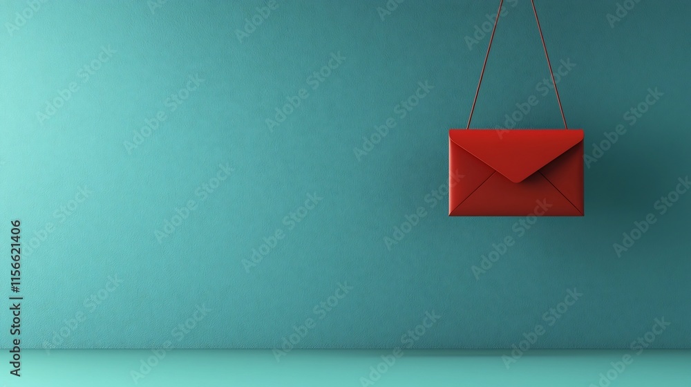 Poster elegant red envelope suspended in a minimalist digital 3d on a smooth abstract background with an op