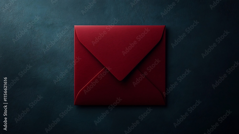 Poster suspended red envelope on elegant high end background with open text zone area in 3d ideal for greet