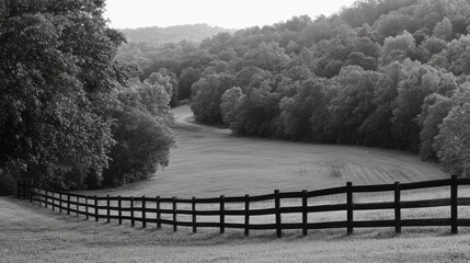 Black and White Fencing Scene at Golden Hour