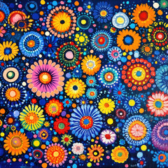 A circle composed of various flowers