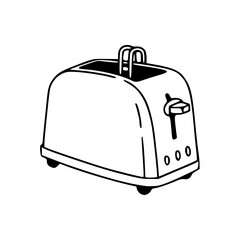 a line art drawing of a toaster isolated on white
