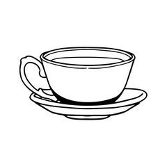 line art drawing of a vintage cup of coffee