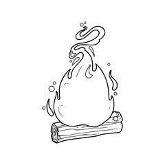 a line art drawing of a bonfire with smoke on it