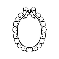 a line art drawing of a christmas wreath with ribbon