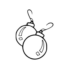a line art drawing of a christmas baubles icon illustration