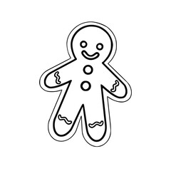 a line art cartoon of a christmas gingerbread man