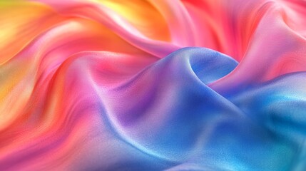 Obraz premium Close-Up of Satin Ribbons in Blue, Red, Yellow Colors Creating a Luxurious Vibrant Design on a Soft Background