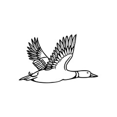 a line art drawing of a bird flying on the air illustration