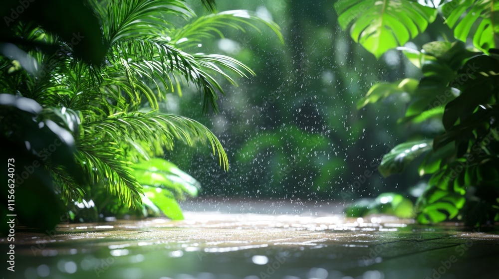 Poster lush greenery with soft light and shallow depth of field