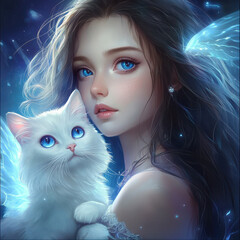 A young woman holding a Persian cat