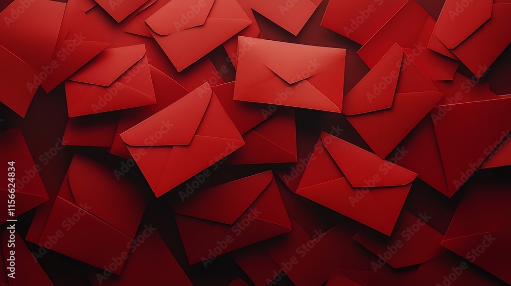 Poster stacked red envelopes in a traditional pattern with clean empty space for text overlay this 3d offer