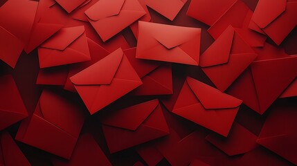 Stacked red envelopes in a traditional pattern with clean empty space for text overlay  This 3D offers a modern minimalist design perfect for various digital applications such as packaging gift card