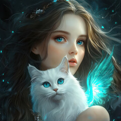 A young woman holding a Persian cat