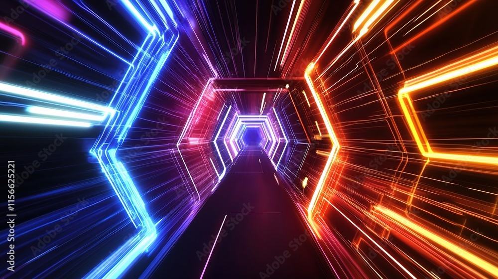 Poster abstract technology background featuring colorful hexagonal shapes