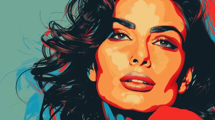 Naklejka premium An illustration of a woman with dark hair.